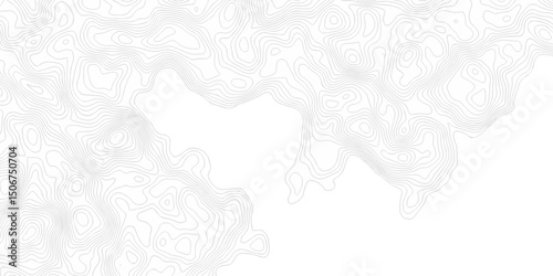 Topographic map patterns. White wave paper curved reliefs abstract background. Black and white lines seamless Topographic map patterns. Vintage outdoors style. Contours map background. 