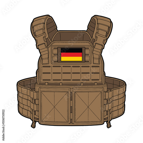 Modern Tactical Body Armor with Germany Flag vector isolated on white