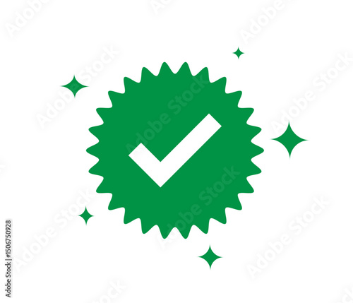 green tick badge. check mark button showing ok response 