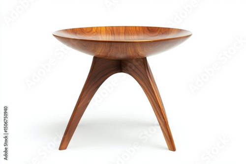 Mid century modern wooden side table isolated on white background