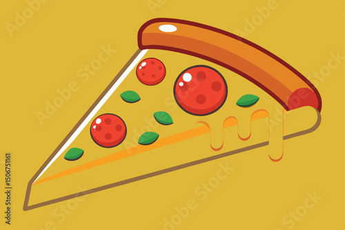 Delicious Pepperoni Pizza Slice A Tasty Illustration