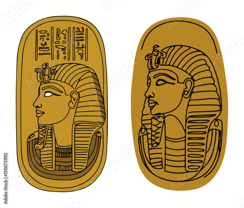 ancient egyptian sarcophagus profile sketch vector