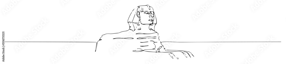 Obraz premium egyptian sphinx in desert lineart vector