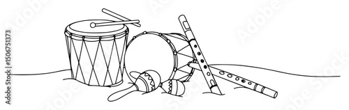 musical instruments percussion lineart vector