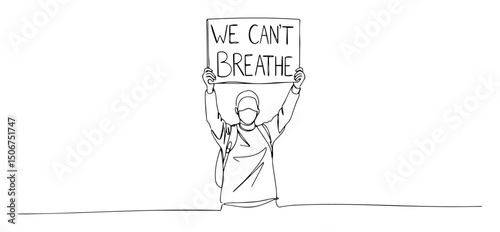protester holding we can't breathe banner sketch
