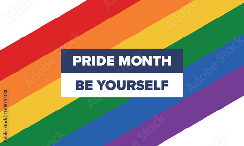 LGBT Pride Month in June. Lesbian Gay Bisexual Transgender. Celebrated annual. LGBT flag. Rainbow love concept. Human rights and tolerance. Poster, card, banner and background. Vector illustration