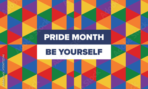 LGBT Pride Month in June. Lesbian Gay Bisexual Transgender. Celebrated annual. LGBT flag. Rainbow love concept. Human rights and tolerance. Poster, card, banner and background. Vector illustration