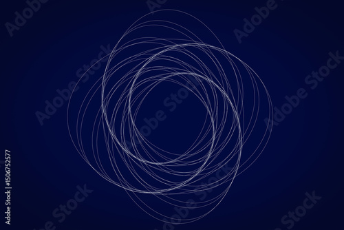 Intertwined wavy lines forming a spiral pattern. White lines on a deep blue background. Perfect for backgrounds, covers, and modern design projects.