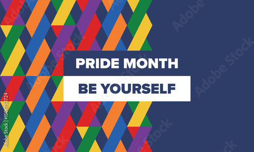 LGBT Pride Month in June. Lesbian Gay Bisexual Transgender. Celebrated annual. LGBT flag. Rainbow love concept. Human rights and tolerance. Poster, card, banner and background. Vector illustration