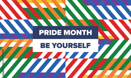LGBT Pride Month in June. Lesbian Gay Bisexual Transgender. Celebrated annual. LGBT flag. Rainbow love concept. Human rights and tolerance. Poster, card, banner and background. Vector illustration