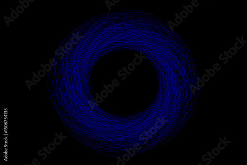 circles made of blue lines on a black background. A geometric abstraction ideal for tech-style design, futuristic project