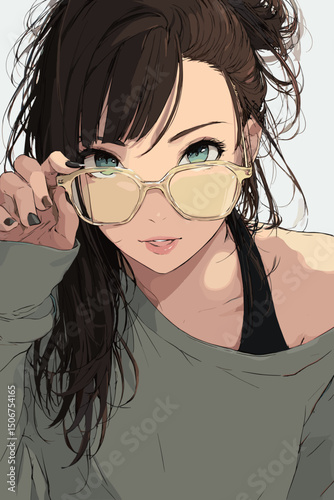 メガネをかけた魅力的な女性のベクターイラスト