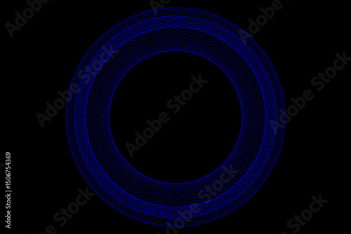 circles made of blue lines on a black background. A geometric abstraction ideal for tech-style design, futuristic project