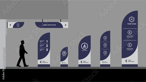 Exterior and interior signage template set corporate identity