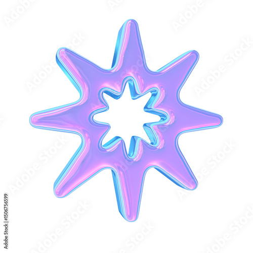 3d render of chrome shape y2k inspired star 0006