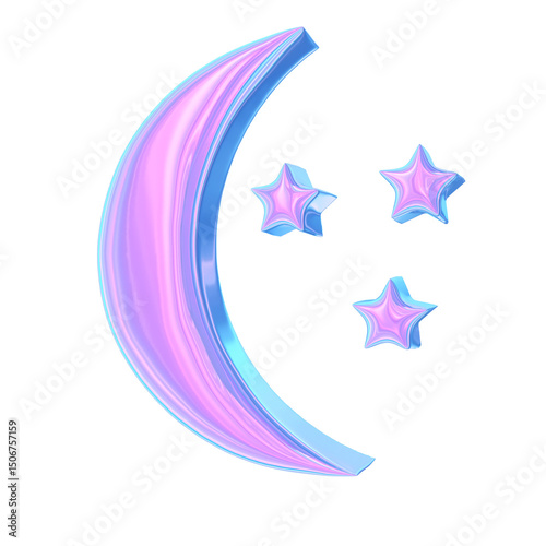 3d render of chrome shape y2k inspired moon 02
