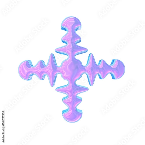3d render of chrome shape y2k inspired cross 01