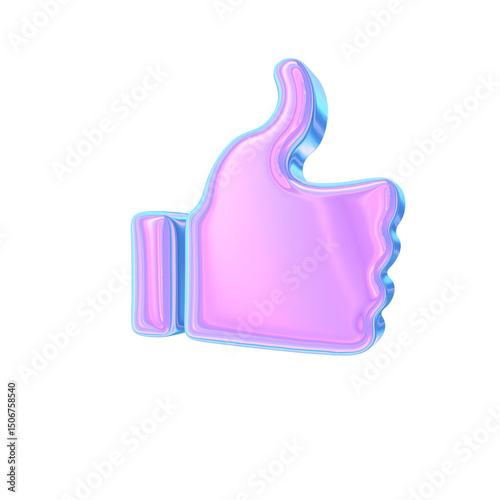 3d render of chrome shape y2k inspired thumbs up