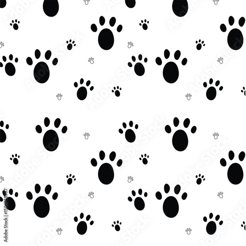 Cat Paw Seamless Pattern isolated on white background