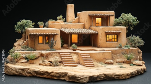 Detailed southwestern style home model