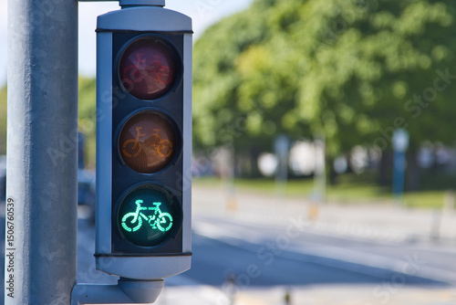 green traffic light for a cycle lane