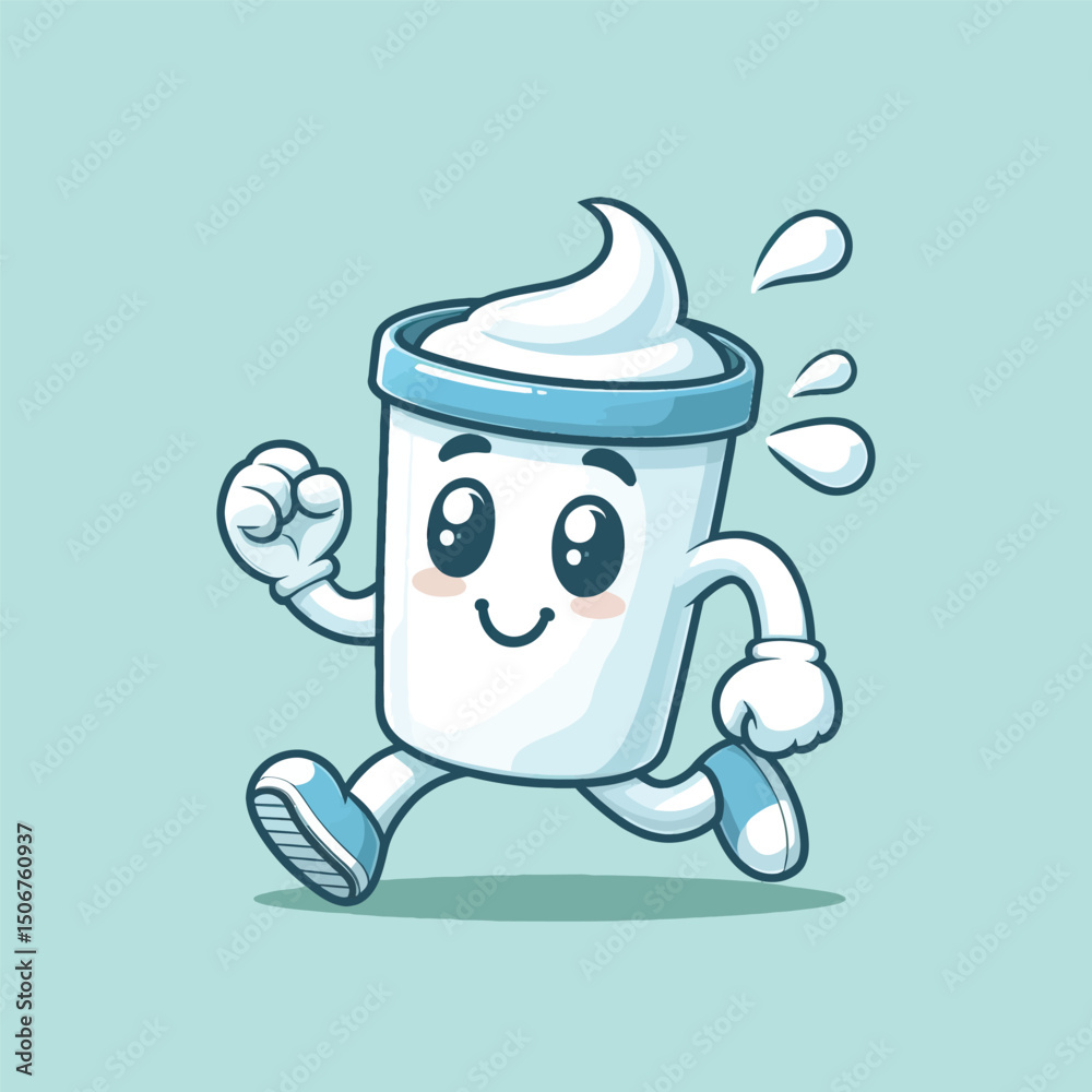 Fototapeta premium vector style cute milk mascot walking