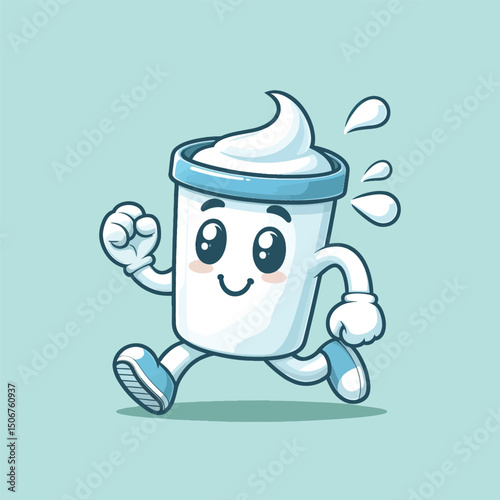 vector style cute milk mascot walking