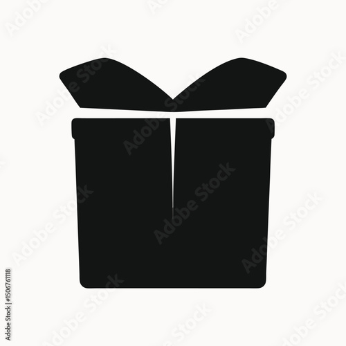 Elegant Black Gift Box Icon Simple, Minimalist Design for Packaging, Presents, and Celebrations