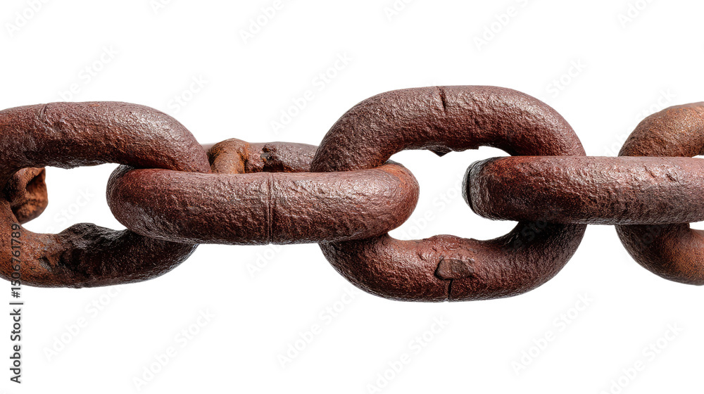 Obraz premium Rusty Chain's Resilience: A close-up image showcasing an aged, rusty chain, symbolizing the enduring strength and the passage of time.