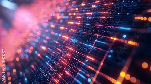 Wallpaper Mural Abstract digital display with glowing lines and data Torontodigital.ca