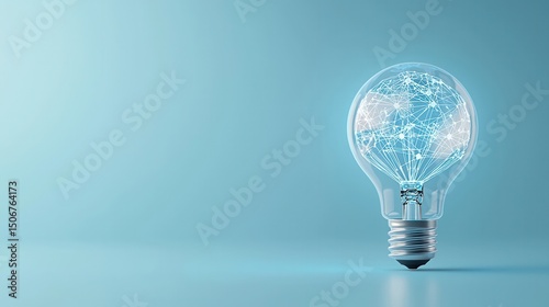 Luminescent digital light bulb representing the interconnected nature of technology innovation and global communication networks showcasing the potential for progress transformation