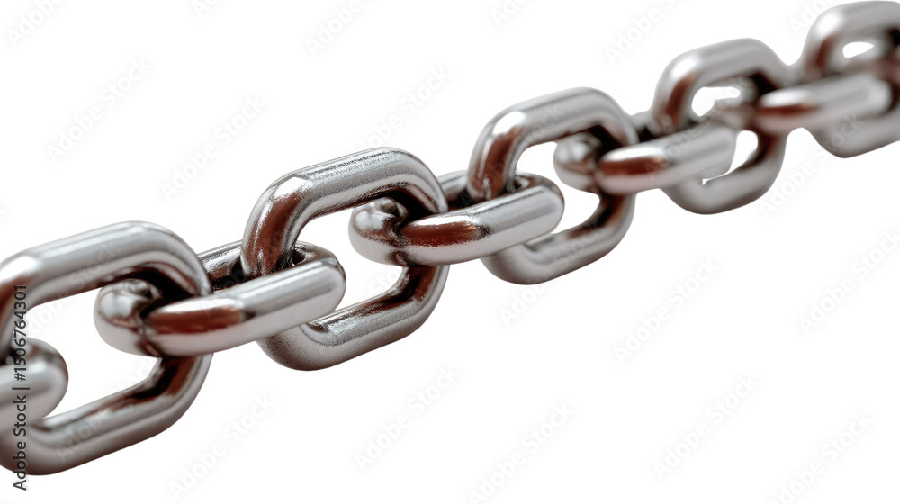 Obraz premium Stainless Steel Chain: A close-up shot showcases a segment of a sturdy stainless steel chain. This image embodies strength, connection, and enduring resilience.