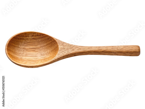Wooden spoon isolated on transparent background, kitchen utensil for cooking and serving photo