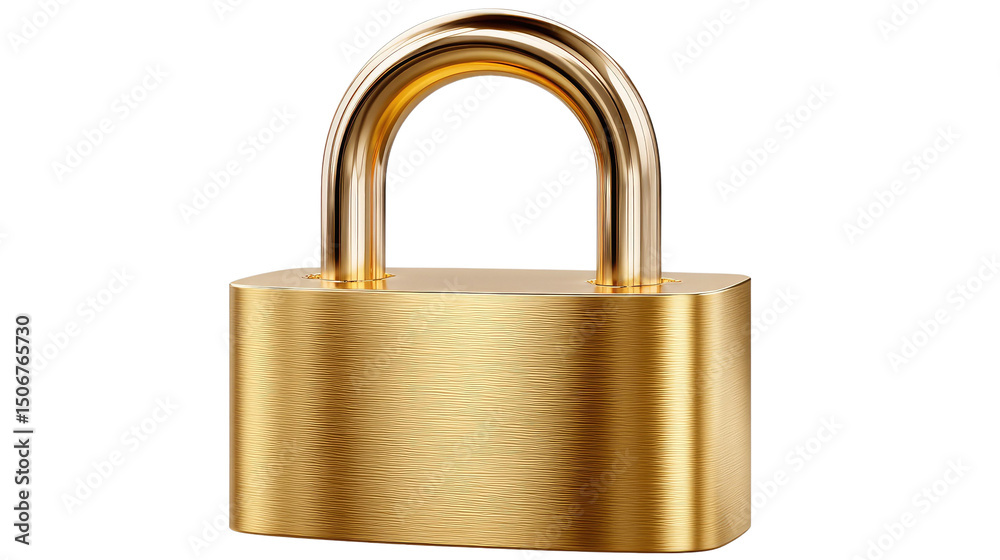 Fototapeta premium Golden Security: A gleaming golden padlock stands firm, embodying the essence of security, protection, and unwavering privacy in a world that demands assurance.