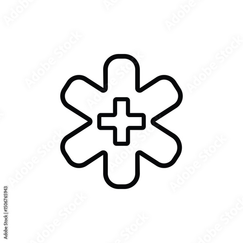 A simple line art icon depicting the Star of Life, a widely recognized symbol for emergency medical services.