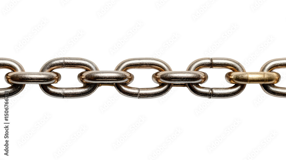 Obraz premium Chain of Strength and Connection: A close-up view reveals the robust links of a sturdy chain, symbolizing strength, unity, and interconnectedness, conveying the message of resilience, security.