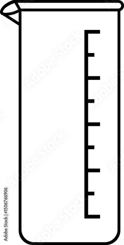 Simplistic Illustration of a Graduated Cylinder Outline with Transparent Background