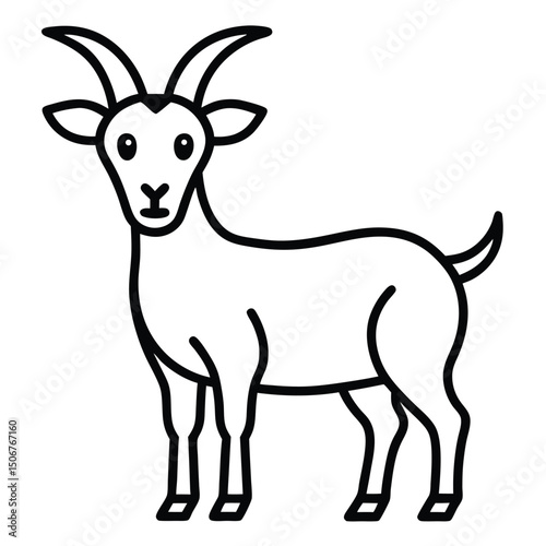 goat outline vector illustration on transparent background