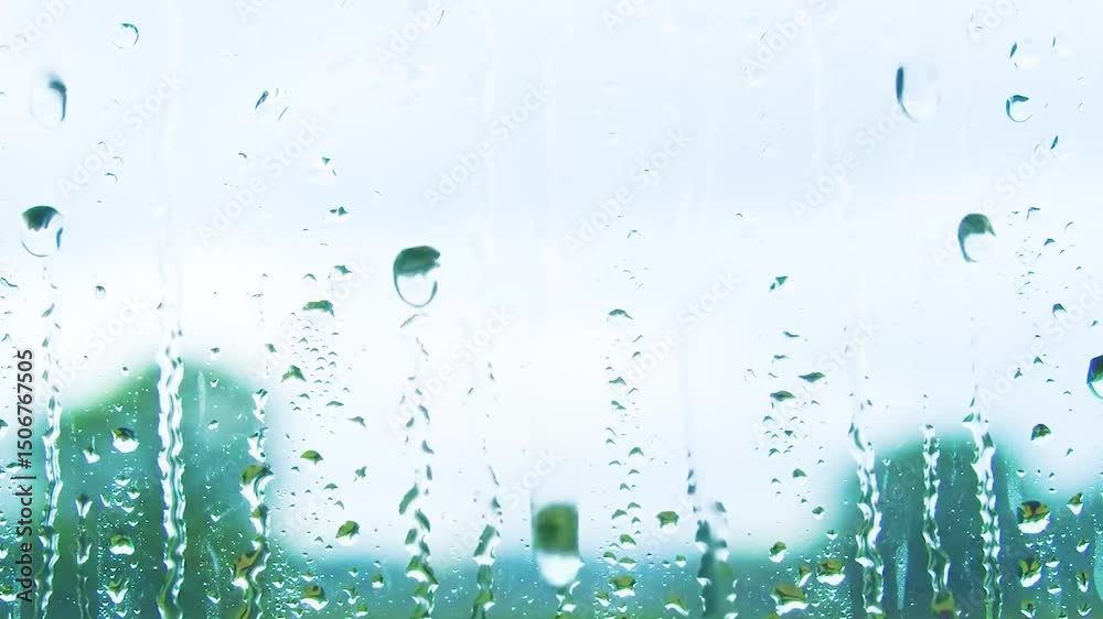 Cinematic Rain on Window with Bokeh Lights | Full HD Stock Footage