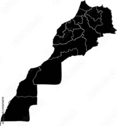 Morocco Map with States Vector Illustration