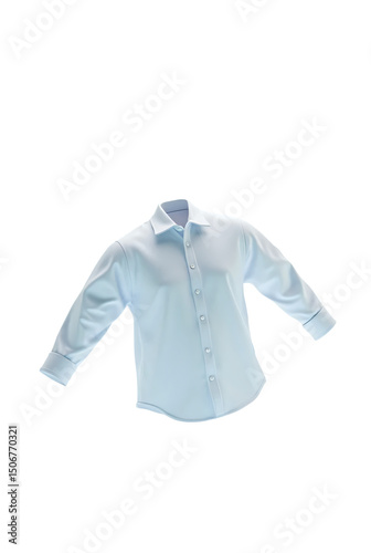 Floating white collared shirt with transparent background clipart. Perfect for detergent, fabric care, or laundry service promotions
