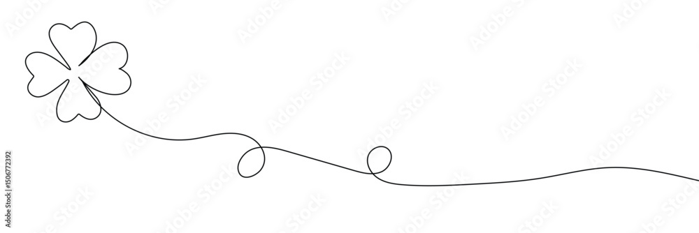 Three leaves clover in one continuous line drawing vector illustration. Pro vector, Continuous linear drawing of clover leaves. One line drawing background. Vector illustration. Linear drawing image. 