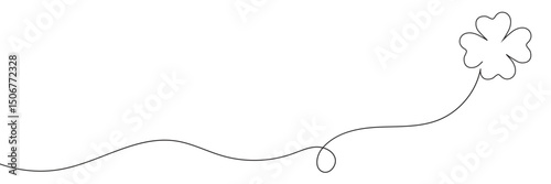 Three leaves clover in one continuous line drawing vector illustration. Pro vector, Continuous linear drawing of clover leaves. One line drawing background. Vector illustration. Linear drawing image. 