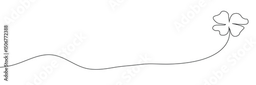 Three leaves clover in one continuous line drawing vector illustration. Pro vector, Continuous linear drawing of clover leaves. One line drawing background. Vector illustration. Linear drawing image. 