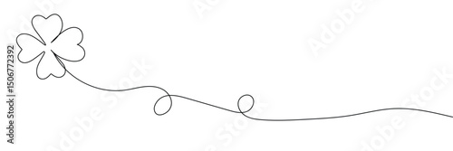 Wallpaper Mural Three leaves clover in one continuous line drawing vector illustration. Pro vector, Continuous linear drawing of clover leaves. One line drawing background. Vector illustration. Linear drawing image.  Torontodigital.ca