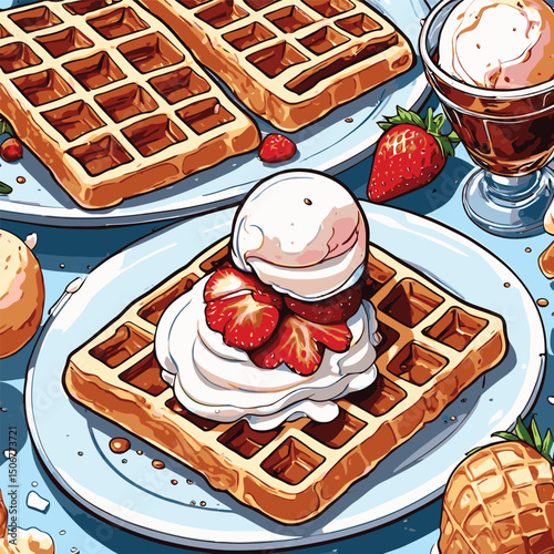 ice cream waffle vector digital art