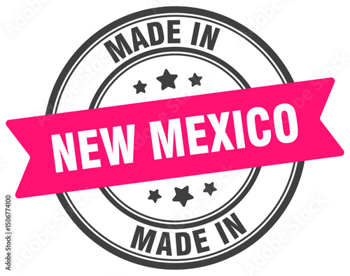 Made in New Mexico round sign. Made in New Mexico stamp.