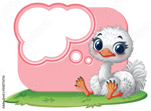 Cute Ostrich with Thought Bubble