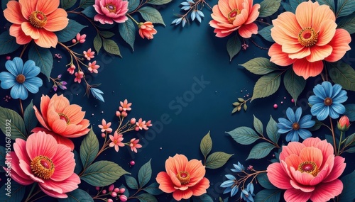 Intricate, flowing blossoms, continuous pattern, seamless, pattern