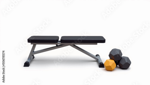 Weight bench and dumbbells set in a bright workout area for strength training sessions